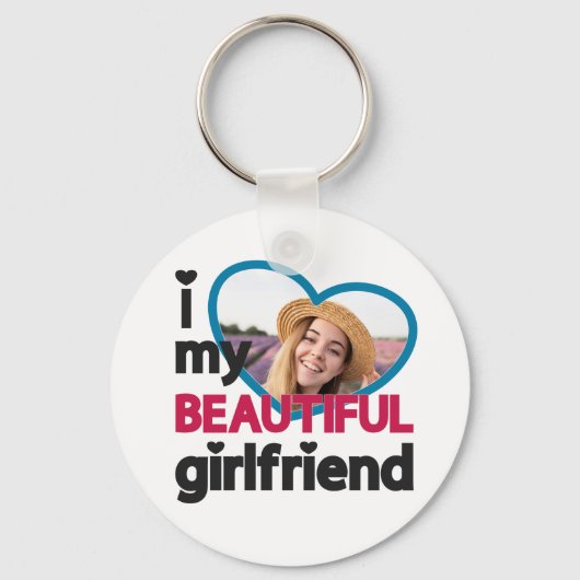 Ik hou van mijn mooie vriendin aangepaste foto sleutelhanger (Voorkant)