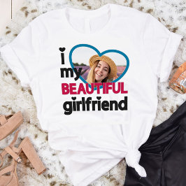 Ik hou van mijn mooie vriendin aangepaste foto t-shirt