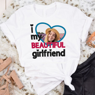 Ik hou van mijn mooie vriendin aangepaste foto t-shirt