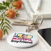 Ik hou van mijn mooie vriendje aangepaste foto sleutelhanger (Zijkant)