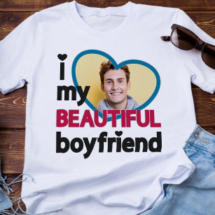 Ik hou van mijn mooie vriendje aangepaste foto t-shirt
