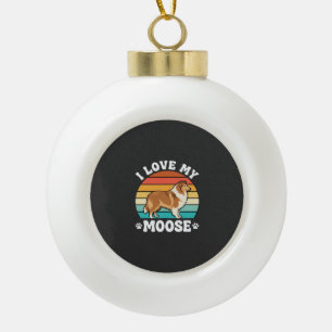 Ik hou van mijn Moose Retro Collie Hond Keramische Bal Ornament