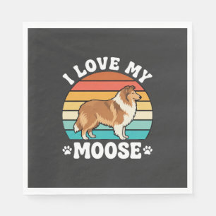 Ik hou van mijn Moose Retro Collie Hond Servet