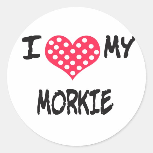 Ik hou van mijn Morkie Ronde Sticker (Voorkant)
