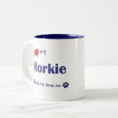 Ik hou van mijn morkie (Vrouw Dog) Tweekleurige Koffiemok (Voorkant links)