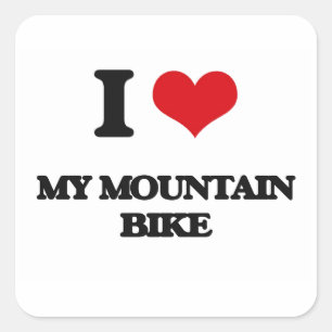Ik hou van mijn mountainbike vierkante sticker