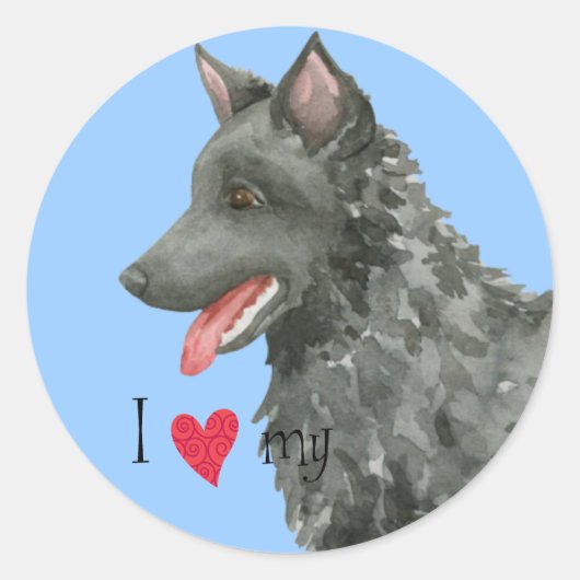 Ik hou van mijn Mudi Ronde Sticker (Voorkant)