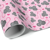 Ik hou van mijn muispatroon in roze cadeaupapier (Rol Hoek)