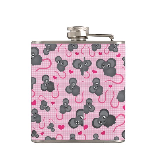 Ik hou van mijn muispatroon in roze heupfles (Achterkant)