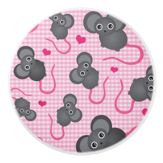 Ik hou van mijn muispatroon in roze keramische knop (Voorkant)