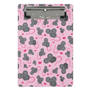 Ik hou van mijn muispatroon in roze mini klembord