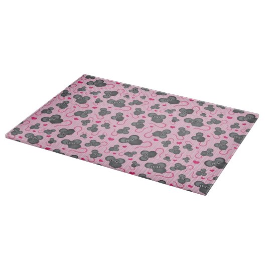 Ik hou van mijn muispatroon in roze snijplank (Hoek)