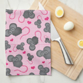 Ik hou van mijn muispatroon in roze theedoek (Quarter Fold)