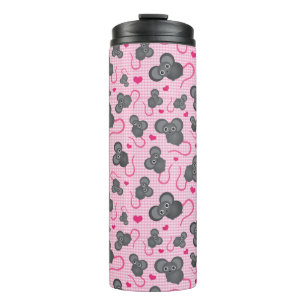Ik hou van mijn muispatroon in roze thermosbeker