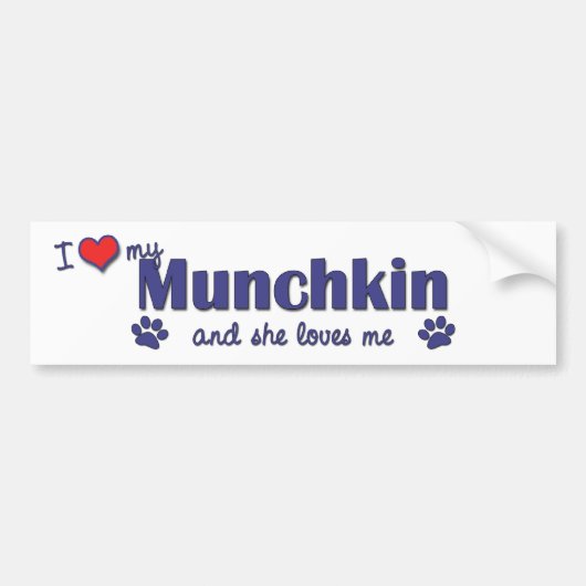 Ik hou van mijn Munchkin (Vrouw Kat) Bumpersticker (Voorkant)