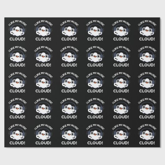 Ik hou van mijn Music Cloud Funny Weather Pun Dark Cadeaupapier (Vlak)