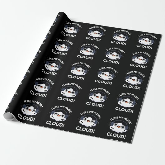 Ik hou van mijn Music Cloud Funny Weather Pun Dark Cadeaupapier (Uitgerold)
