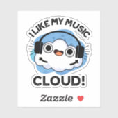 Ik hou van mijn Music Cloud Funny Weather Pun Sticker (Vel)