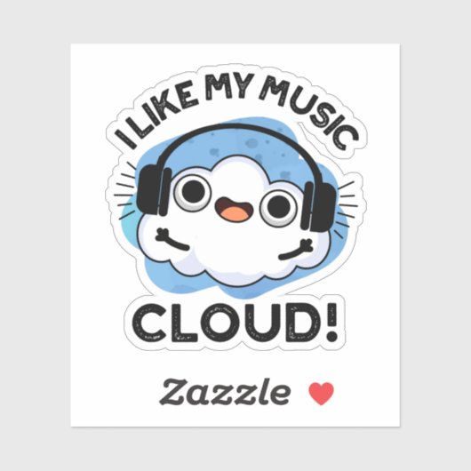 Ik hou van mijn Music Cloud Funny Weather Pun Sticker (Vel)