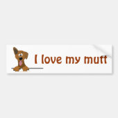 Ik hou van mijn Mutt Cartoon Dog Lover Sjabloon Bumpersticker (Voorkant)