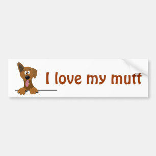 Ik hou van mijn Mutt Cartoon Dog Lover Sjabloon Bumpersticker