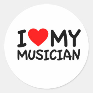 Ik hou van mijn muzikant ronde sticker
