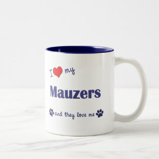 Ik hou van mijn muzikanten (meerdere honden) tweekleurige koffiemok