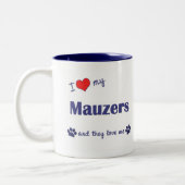 Ik hou van mijn muzikanten (meerdere honden) tweekleurige koffiemok (Links)