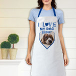 Ik hou van mijn naam Dog Blue Heart Photo Pet Schort<br><div class="desc">Ik hou van mijn schort van de Foto van het Hond Blauw van het Hart. Een petfoto in een vorm van een hart. Voeg uw foto en naam toe.</div>