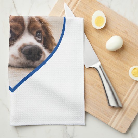 Ik hou van mijn naam Dog Blue Heart Photo Pet Theedoek (Quarter Fold)