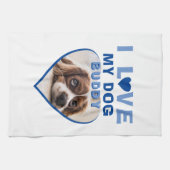 Ik hou van mijn naam Dog Blue Heart Photo Pet Theedoek (Horizontaal)