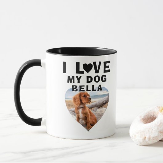 Ik hou van mijn naam Dog Heart Photo Dog Mok (Met donut)