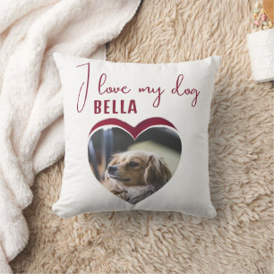 Ik hou van mijn naam Dog Red Heart Photo Pet Kussen