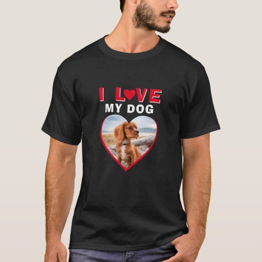 Ik hou van mijn naam Dog Red Heart Photo Pet T-shirt (Voorkant)
