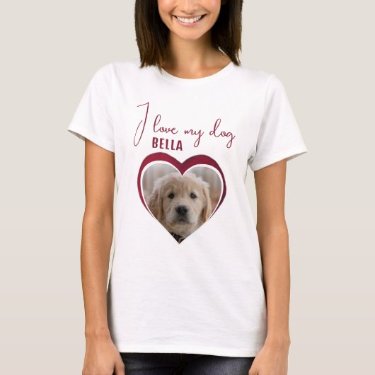Ik hou van mijn naam Dog Red Heart Photo Pet T-shirt (Voorkant)