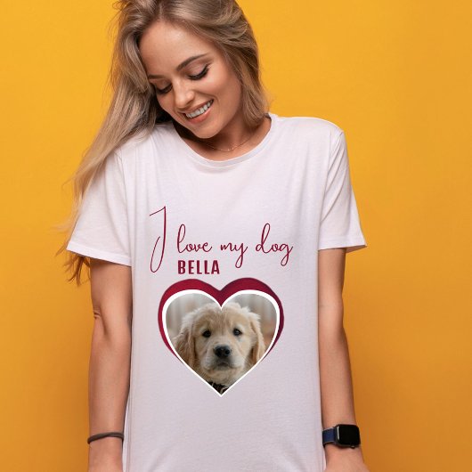 Ik hou van mijn naam Dog Red Heart Photo Pet T-shirt