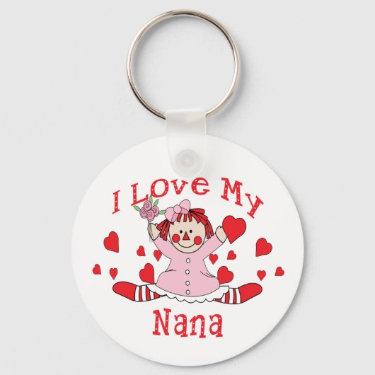 Ik hou van mijn Nana Rag Doll & Hearts Sleutelhanger (Voorkant)