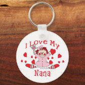 Ik hou van mijn Nana Rag Doll & Hearts Sleutelhanger (Voorkant)