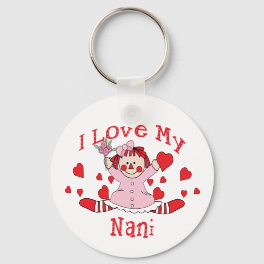 Ik hou van mijn Nani Rag Doll & Hearts Sleutelhanger (Voorkant)
