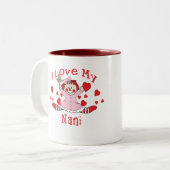 Ik hou van mijn Nani Rag Doll & Hearts Tweekleurige Koffiemok (Voorkant links)