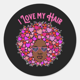Ik hou van mijn natuurhaar Afro Kinky Valentijn Da Ronde Sticker