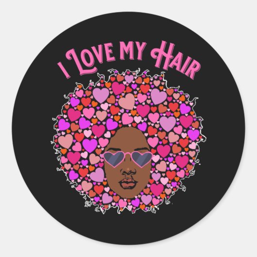 Ik hou van mijn natuurhaar Afro Kinky Valentijn Da Ronde Sticker (Voorkant)