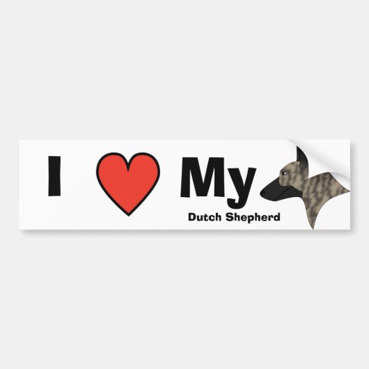 Ik hou van mijn Nederlandse herder Bumpersticker (Voorkant)