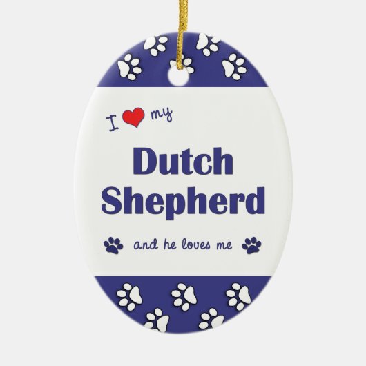 Ik hou van mijn Nederlandse herder (mannelijke hon Keramisch Ornament (Voorkant)