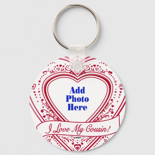 Ik hou van mijn neef! Foto Red Hearts Sleutelhanger (Voorkant)