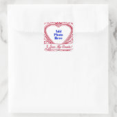 Ik hou van mijn neef! Foto Red Hearts Vierkante Sticker (Tas)