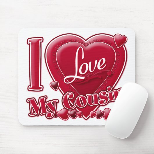 Ik hou van mijn neef rood - hart muismat (Met muis)