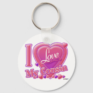 Ik hou van mijn neef roze/paars hart sleutelhanger