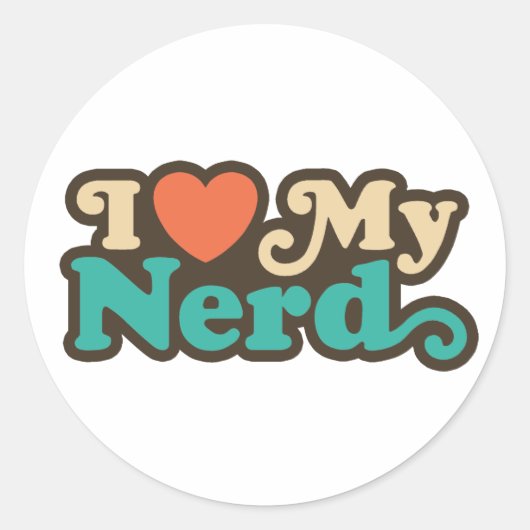 Ik hou van mijn nerd ronde sticker (Voorkant)
