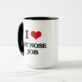 Ik hou van mijn neus baan mok (Voorkant links)